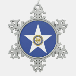 Zinnschneeflocken mit Houston Flag Schneeflocken Zinn-Ornament