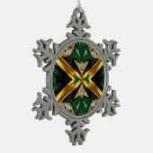 Zinnschneeflocken mit Jamaica-Farben Schneeflocken Zinn-Ornament (Links)