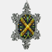 Zinnschneeflocken mit jamaikanischen Farben Schneeflocken Zinn-Ornament (Links)