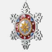 Zinnschneeflocken mit kolumbianischen Farben Schneeflocken Zinn-Ornament (Rechts)