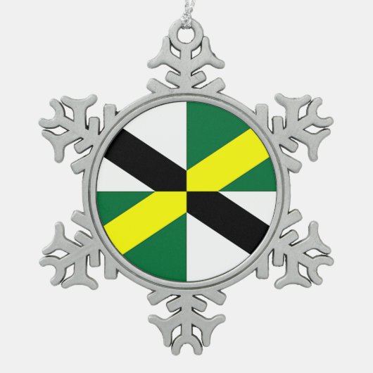 Zinnschneeflocken mit Monterey Flag Schneeflocken Zinn-Ornament (Vorderseite)