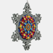 Zinnschneeflocken mit rumänischen Farben Schneeflocken Zinn-Ornament (Links)