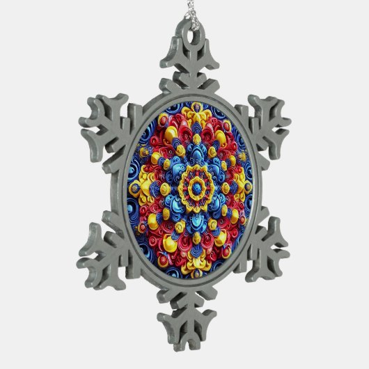 Zinnschneeflocken mit rumänischen Farben Schneeflocken Zinn-Ornament (Links)