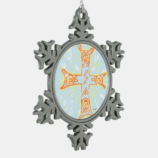 Zinnschneeflockendekoration / Griechisches Kreuz Schneeflocken Zinn-Ornament (Links)