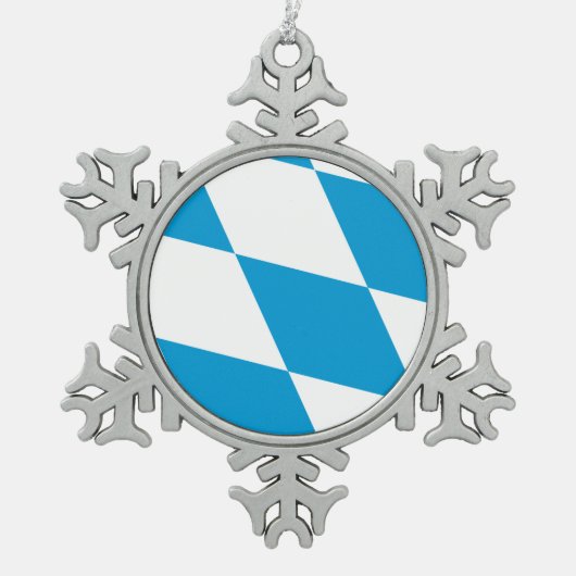 Zinnschneeflockendekoration mit bayerischer Flagge Schneeflocken Zinn-Ornament (Vorderseite)