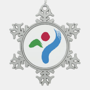 Zinnschneeklocken-Ornament mit Seoul-Flagge Schneeflocken Zinn-Ornament