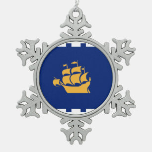 Zinnschneekristall-Ornament mit der Flagge von Qué Schneeflocken Zinn-Ornament