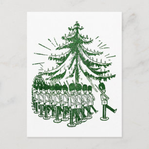 Zinnsoldaten marschieren um einen Baum Postkarte