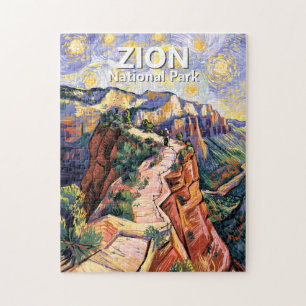 Zion Angels Landing Wanderweg Farbiger Van Gogh Puzzle