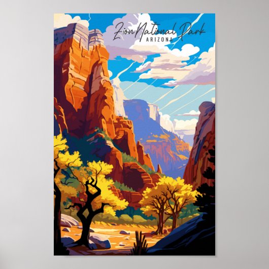 Zion Arizona USA Vintage Illustration Poster (Vorne)