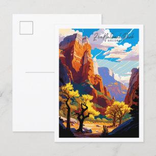 Zion Arizona USA Vintage-Reiseillustration Postkarte