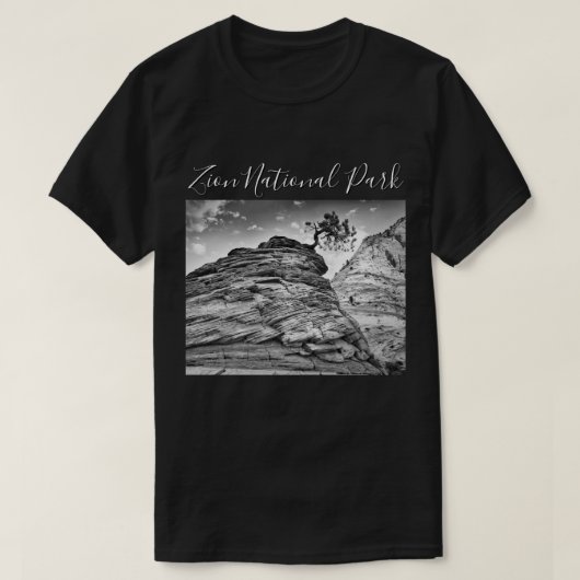 Zion Bonsais-Baum-Schwarzweiss-Foto T-Shirt (Design vorne)