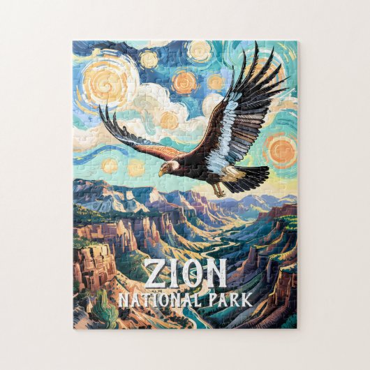 Zion Canyon Bird California Condor Vivid Van Gogh Puzzle (Vertikal)