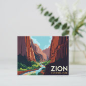 Zion Canyon Narrows Vintage Poster Postkarte (Stehend Vorderseite)