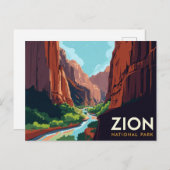 Zion Canyon Narrows Vintage Poster Postkarte (Vorne/Hinten)