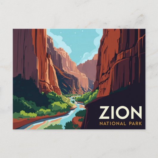 Zion Canyon Narrows Vintage Poster Postkarte (Vorderseite)