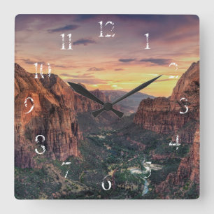 Zion Canyon National Park Quadratische Wanduhr