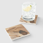 Zion Canyon Wall I Abstrakt Naturfotografie Steinuntersetzer (Seitenansicht)