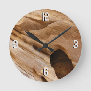 Zion Canyon Wand I Abstrakte Naturfotografie Runde Wanduhr