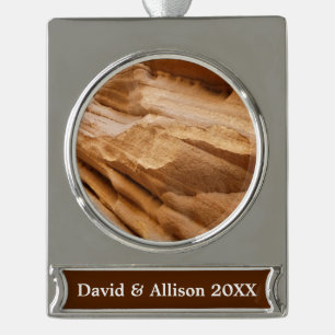 Zion Canyon Wand II Rote Fels Abstraktfotografie Banner-Ornament Silber