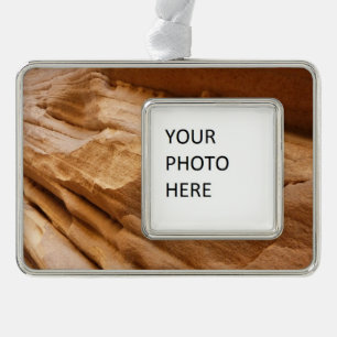 Zion Canyon Wand II Rote Fels Abstraktfotografie Rahmen-Ornament Silber