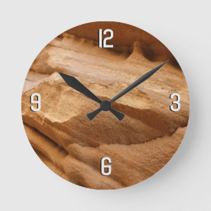 Zion Canyon Wand II Rote Fels Abstraktfotografie Runde Wanduhr