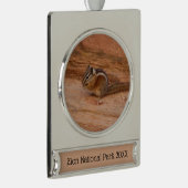 Zion Chipmunk auf Red Rocks Banner-Ornament Silber (Rechts)