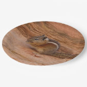 Zion Chipmunk auf Red Rocks Pappteller (Schrägansicht)