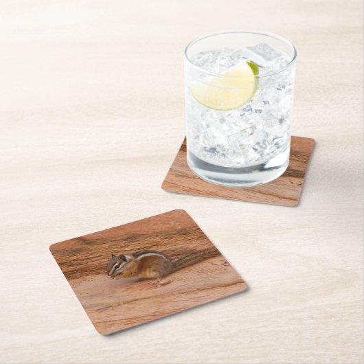 Zion Chipmunk auf Red Rocks Rechteckiger Pappuntersetzer (Vor Ort)