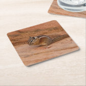 Zion Chipmunk auf Red Rocks Rechteckiger Pappuntersetzer (angewinkelt)