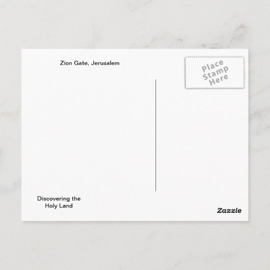 Zion Gate, Jerusalem Postkarte (Rückseite)