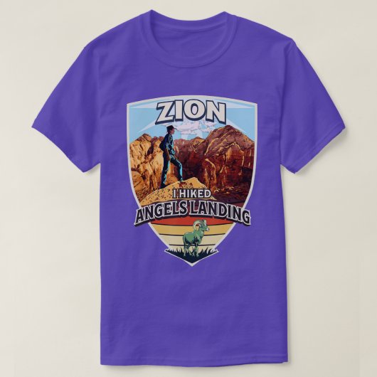 Zion I Hiked Angels Landing Hiker und Bighorn Shee T-Shirt (Design vorne)