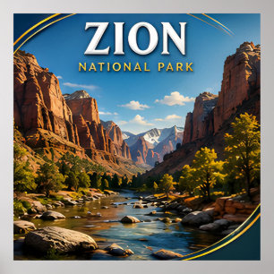 Zion National Park Angels Landing Reise-Geschenk Poster