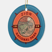 Zion National Park Bighorn Sheep Retro Kompass Keramik Ornament (Links)