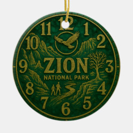 Zion National Park Canyon Hiking and Eagle Art Keramik Ornament