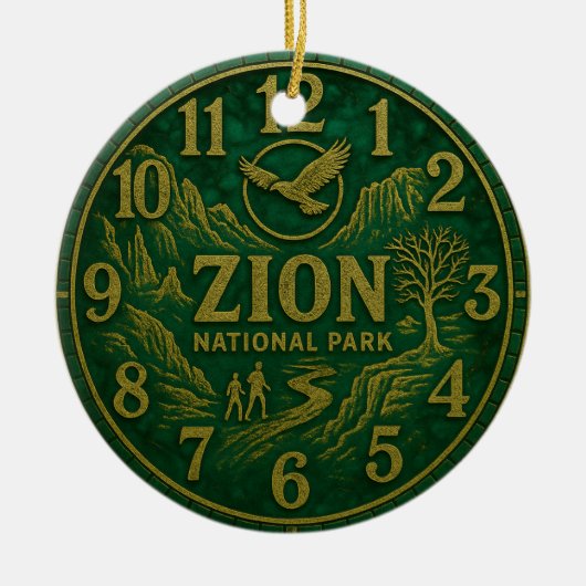 Zion National Park Canyon Hiking and Eagle Art Keramik Ornament (Vorne)