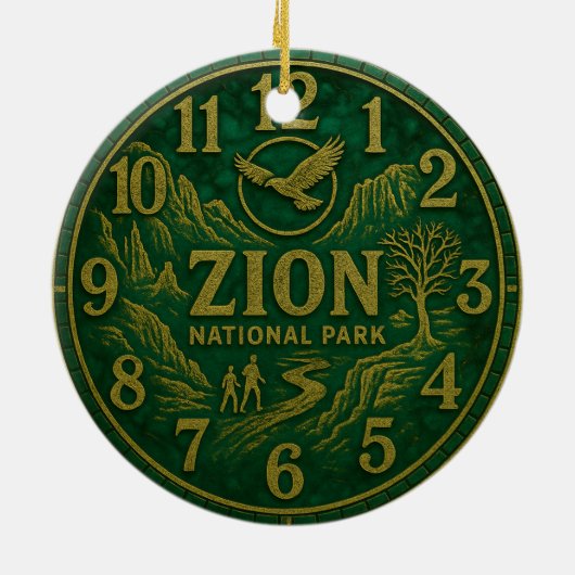 Zion National Park Canyon Hiking and Eagle Art Keramik Ornament (Hinten)