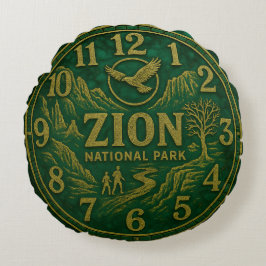 Zion National Park Canyon Hiking and Eagle Art Rundes Kissen