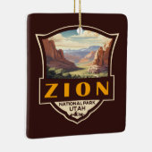 Zion National Park Illustration Retro Abzeichen Keramikornament (Rechts)