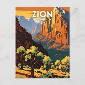 Zion National Park Illustration Retro dekorativ Postkarte