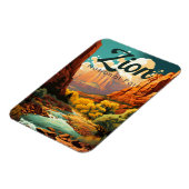 Zion National Park Illustration Retro Magnet (Linke Seite)