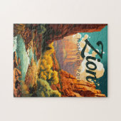 Zion National Park Illustration Retro Puzzle (Horizontal)