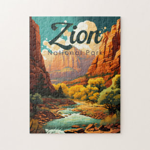 Zion National Park Illustration Retro Puzzle