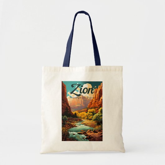 Zion National Park Illustration Retro Tragetasche (Vorne)