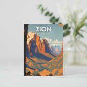 Zion National Park Illustrationsprogramm Postkarte (Stehend Vorderseite)