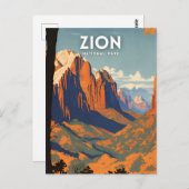 Zion National Park Illustrationsprogramm Postkarte (Vorne/Hinten)