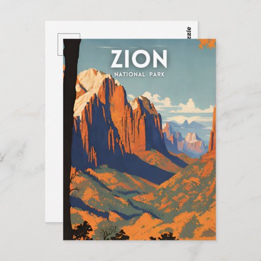 Zion National Park Illustrationsprogramm Postkarte (Vorne/Hinten)