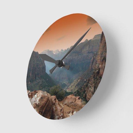 Zion National Park Mountains Landscape Runde Wanduhr (Winkel)