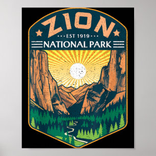 Zion National Park Outdoor Retro Vintage Utah Poster