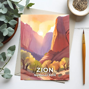 Zion National Park   Reise Aquarell Postkarte